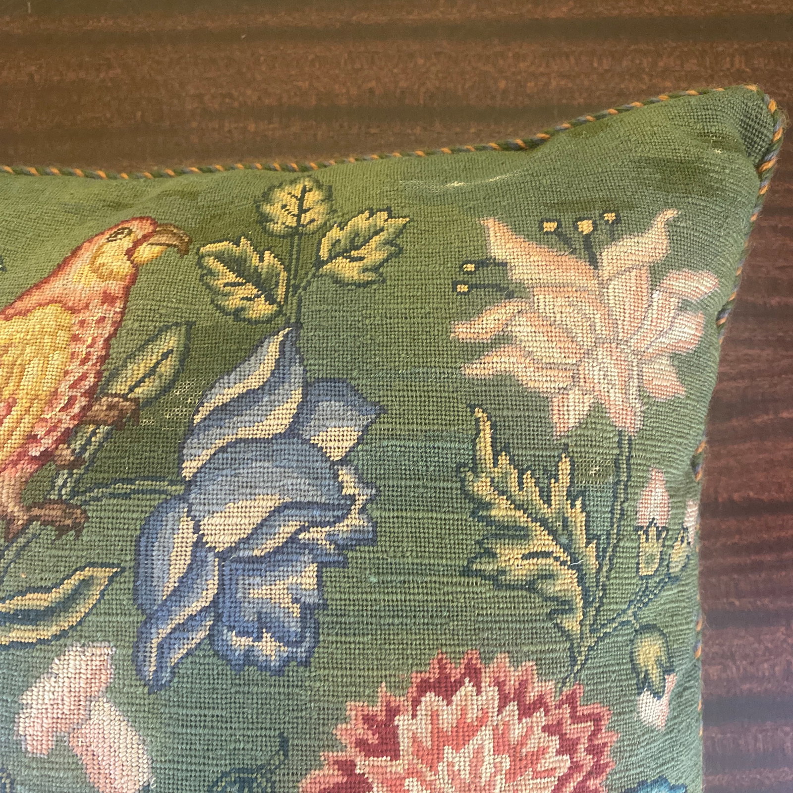 20th Century English Floral Cachepot Needlepoint Pillow - 9