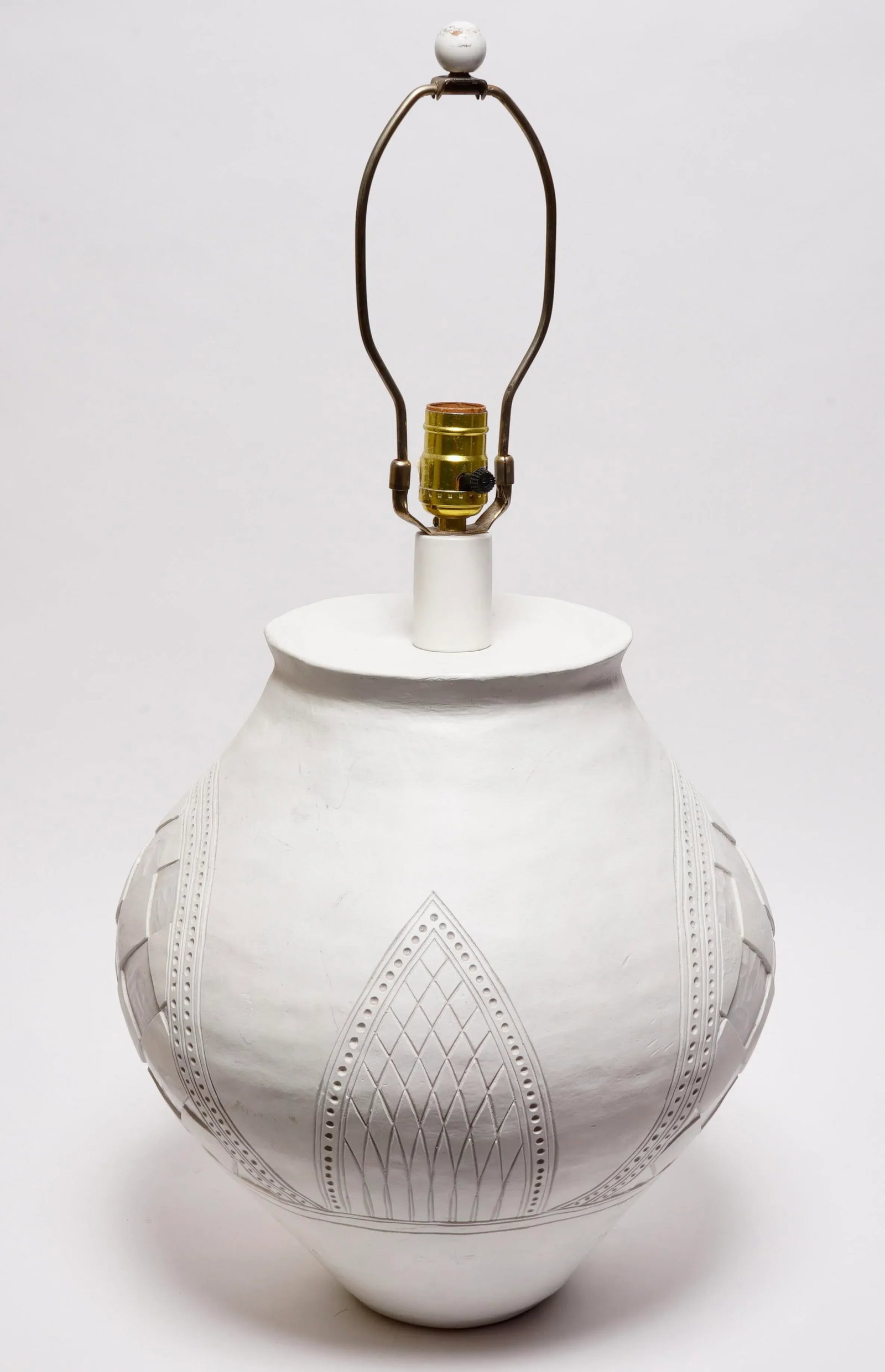 1980s Ceramic Tribal Design Table Lamp by Casual Lamps of California - 8