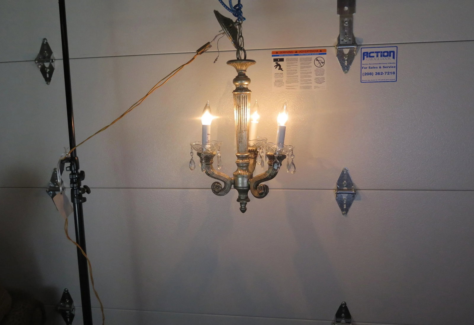 Antique Venetian Style 3 Light Chandelier With Original Matching Canopy - 2