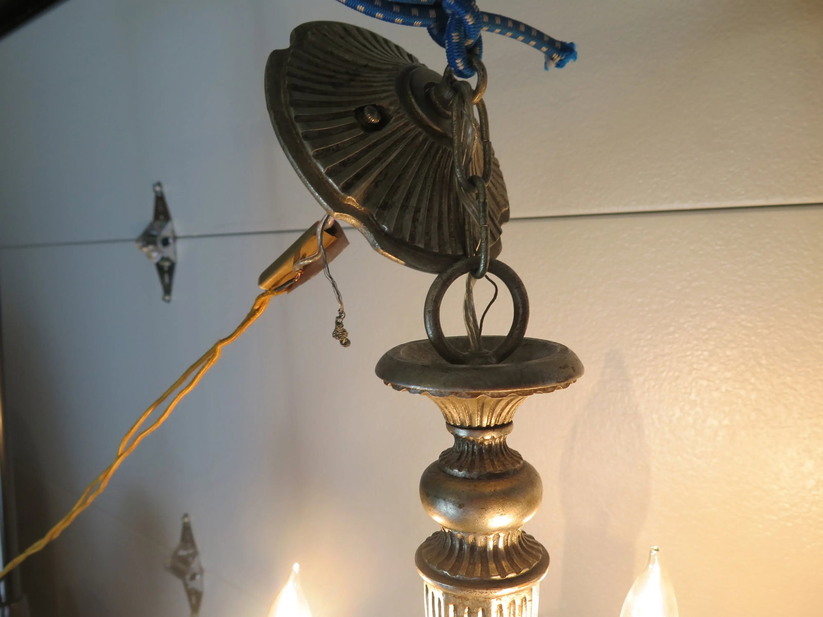 Antique Venetian Style 3 Light Chandelier With Original Matching Canopy - 3
