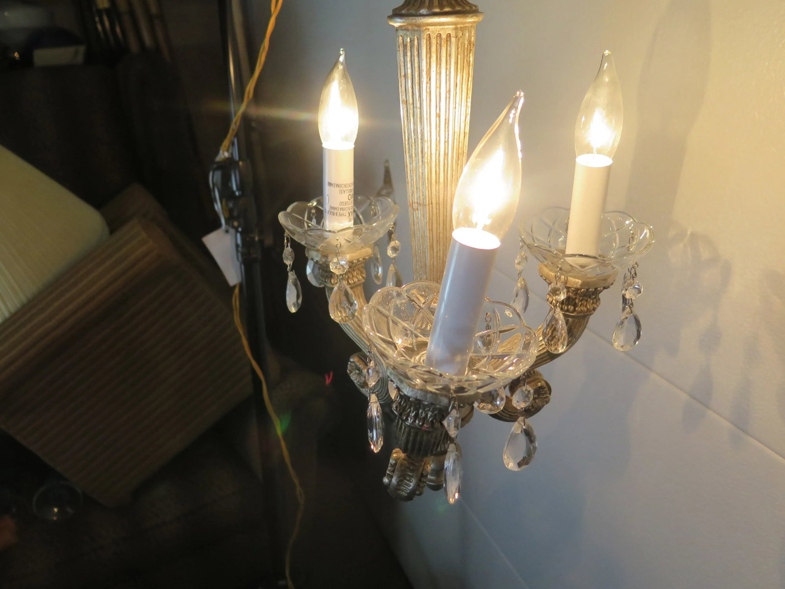 Antique Venetian Style 3 Light Chandelier With Original Matching Canopy - 4