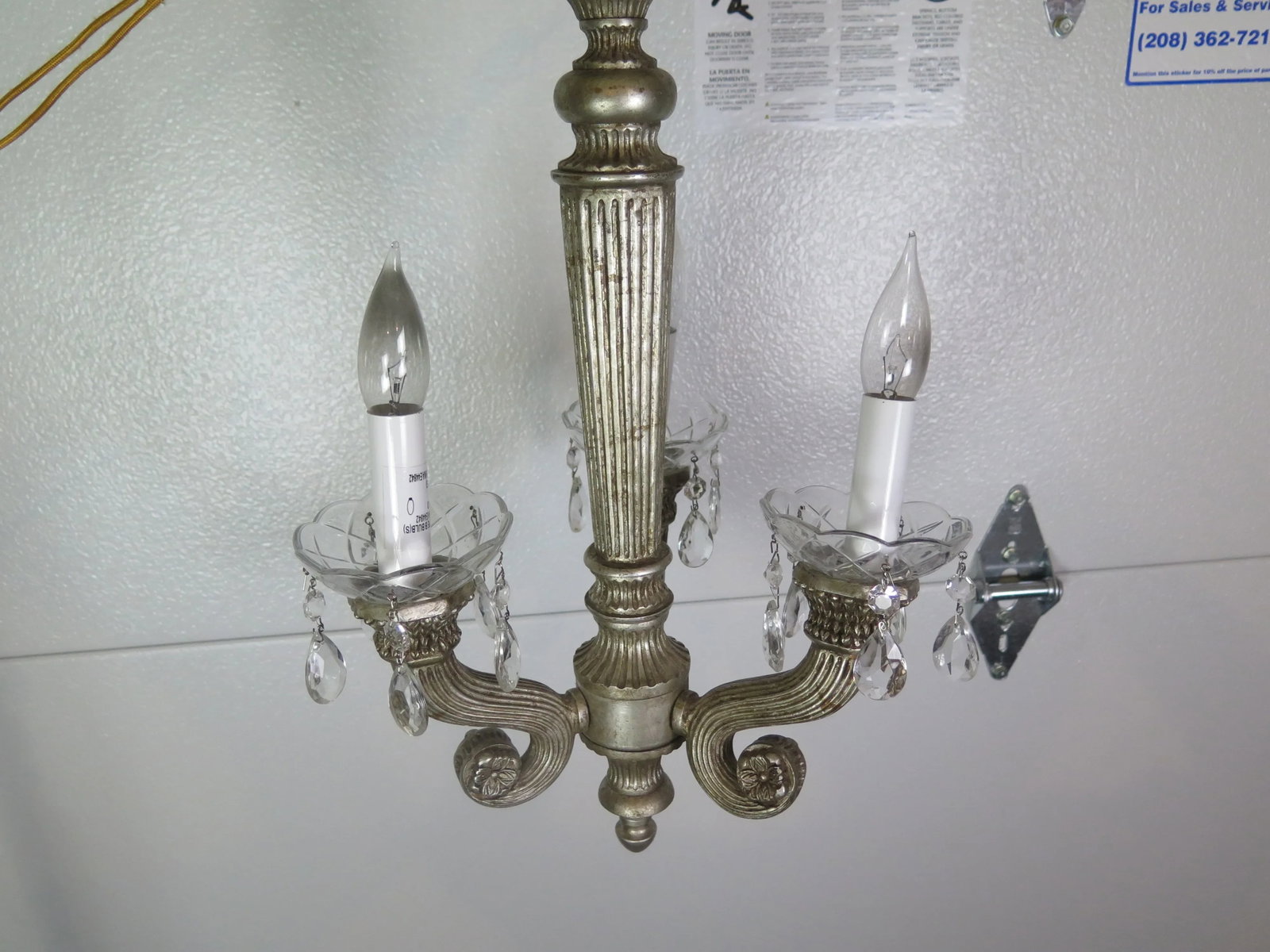 Antique Venetian Style 3 Light Chandelier With Original Matching Canopy - 5