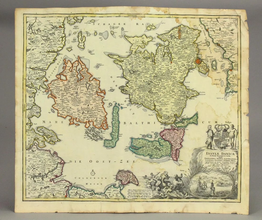 Johann Baptist Homann (1664-1724, Nuremberg) Map of Denmark, C. 1715-1730 - 13