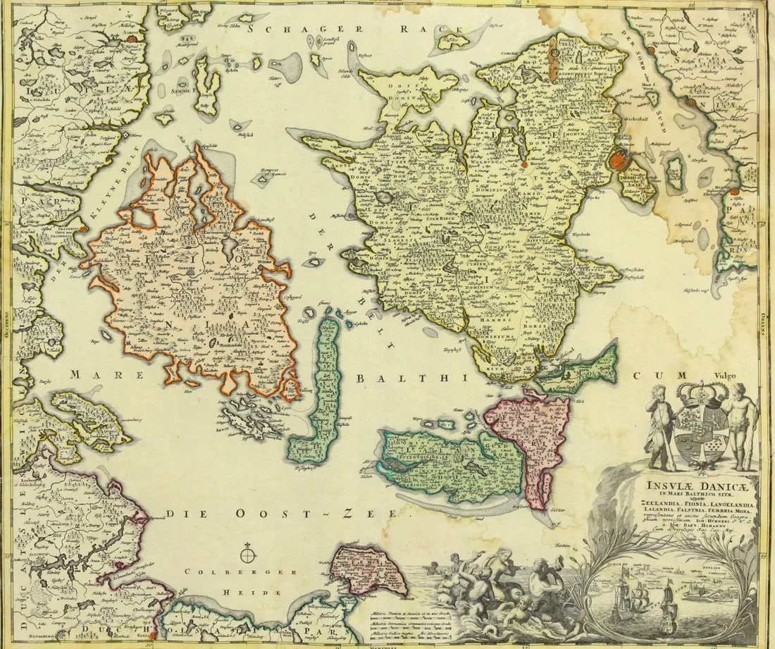 Johann Baptist Homann (1664-1724, Nuremberg) Map of Denmark, C. 1715-1730 - 2