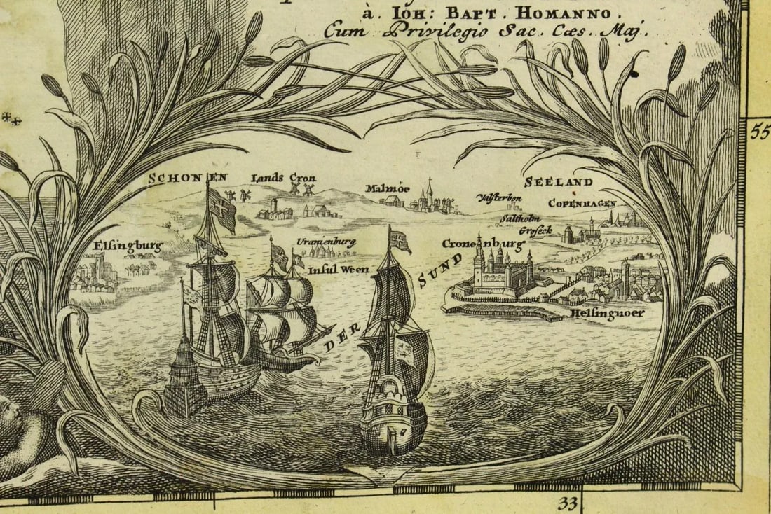 Johann Baptist Homann (1664-1724, Nuremberg) Map of Denmark, C. 1715-1730 - 3