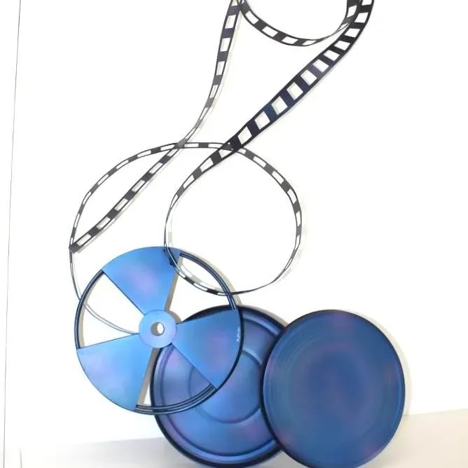 1990s Curtis Jere Blue Film Reel Wall Sculpture - 4