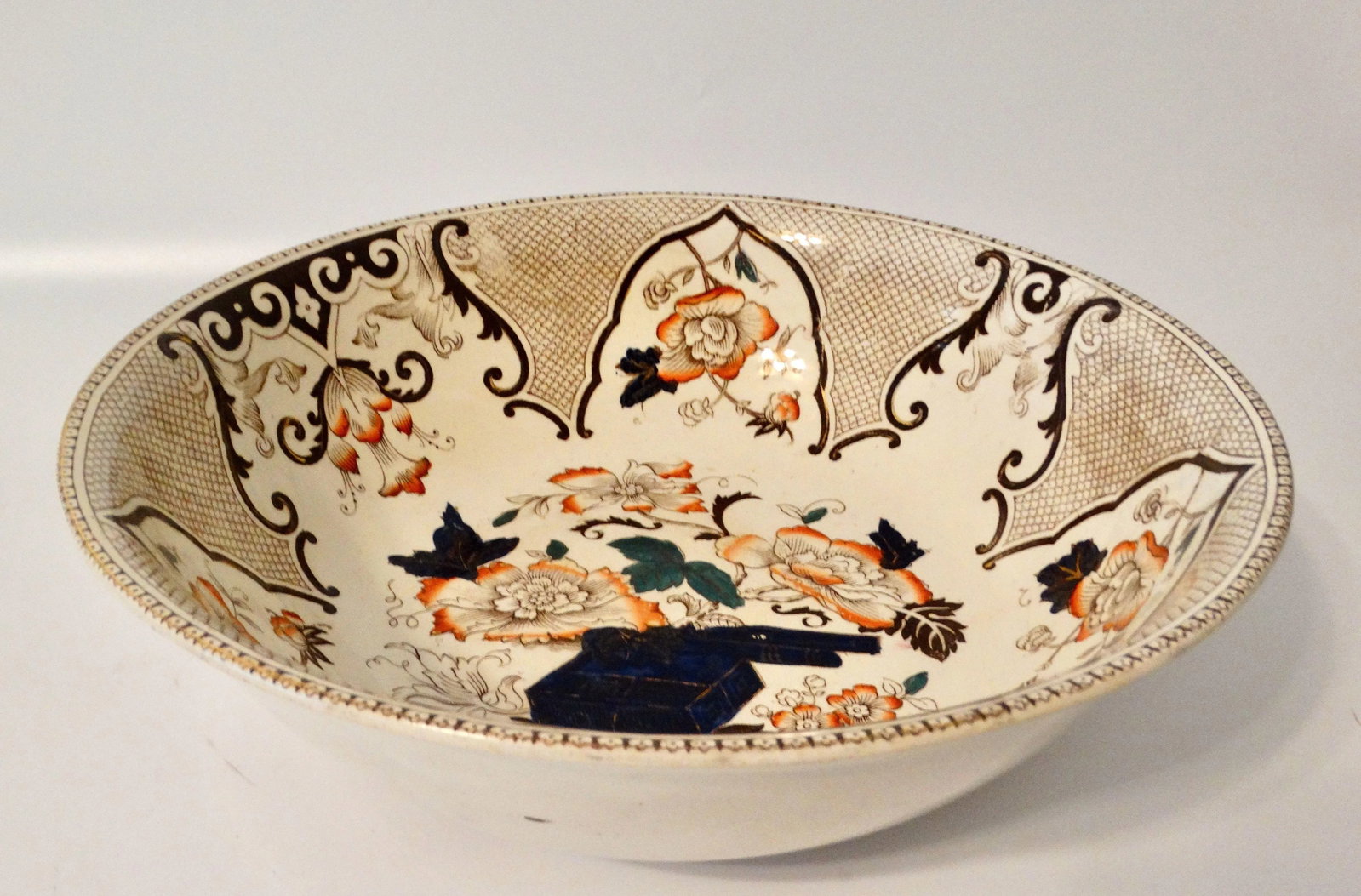 19th-Century English Imari Style Bowl 14.75" Diameter - 11