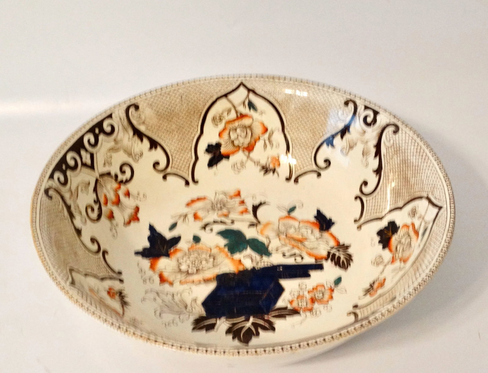 19th-Century English Imari Style Bowl 14.75" Diameter - 4