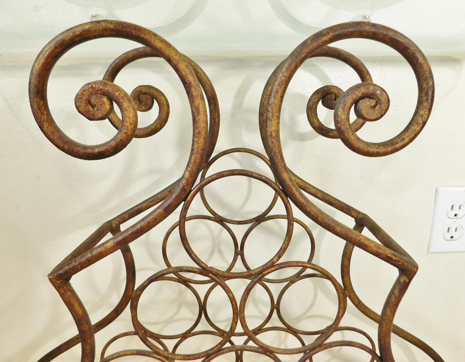 Vintage Italian Gold Scrollwork Wrought Iron Wine Rack Bottle Holder Bar Accent Table Ice Sculpture - 5