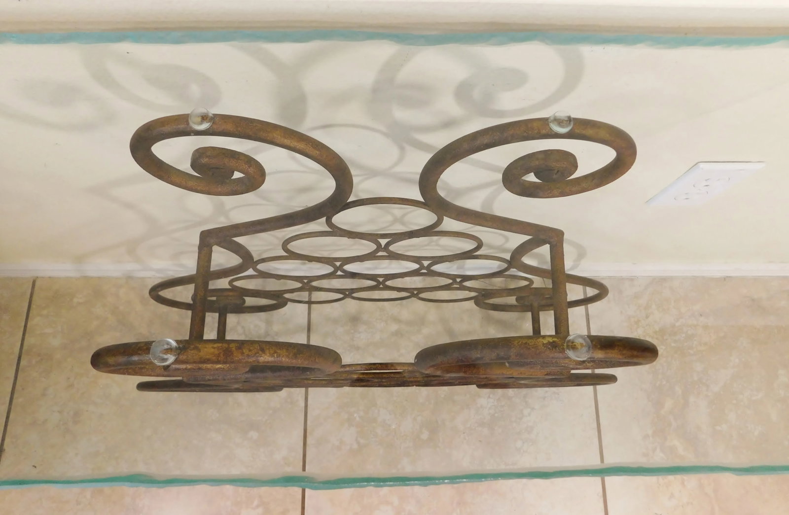 Vintage Italian Gold Scrollwork Wrought Iron Wine Rack Bottle Holder Bar Accent Table Ice Sculpture - 6