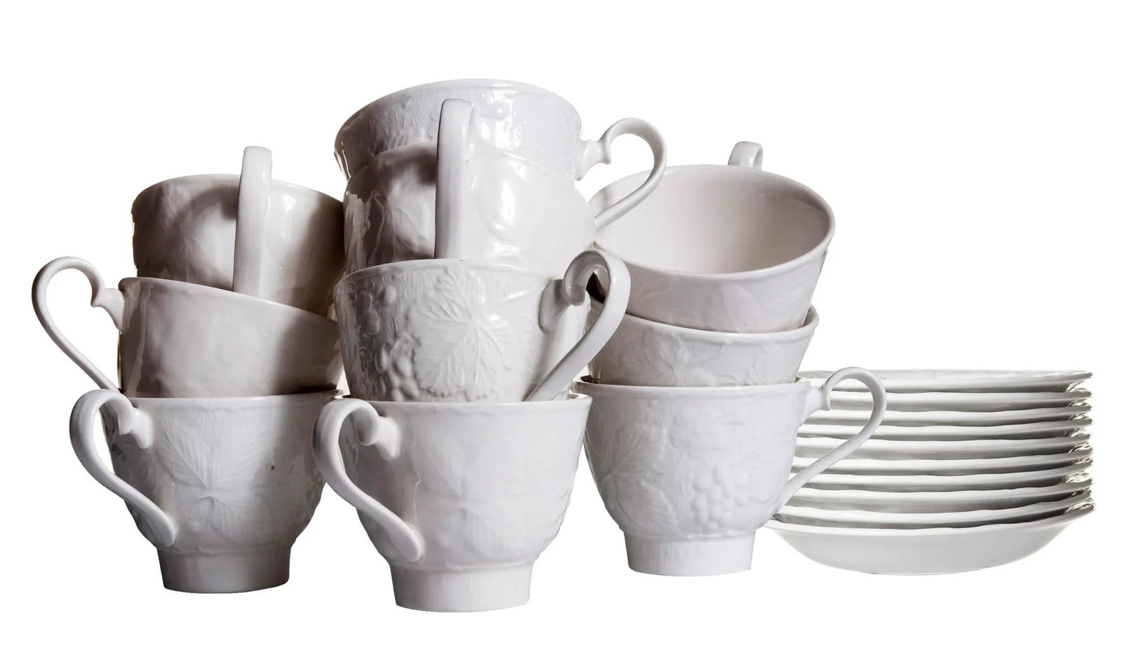 Burgess & Leigh English Ironstone Footed Teacups & Saucers Set/9 - 13
