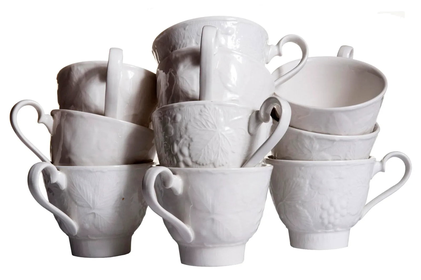 Burgess & Leigh English Ironstone Footed Teacups & Saucers Set/9 - 2