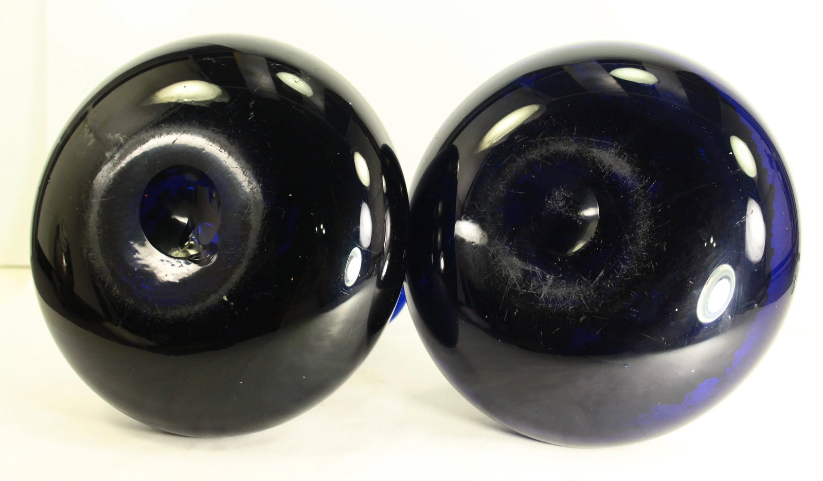 Pair of Early 1800's Bristol Cobalt Blue Hand Blown Glass Mell Decanters, Scottish - 6