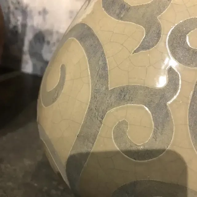 1990s Vintage Ceramic Table Lamp With Drum Shade - 4