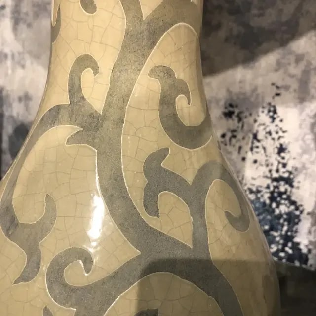 1990s Vintage Ceramic Table Lamp With Drum Shade - 7