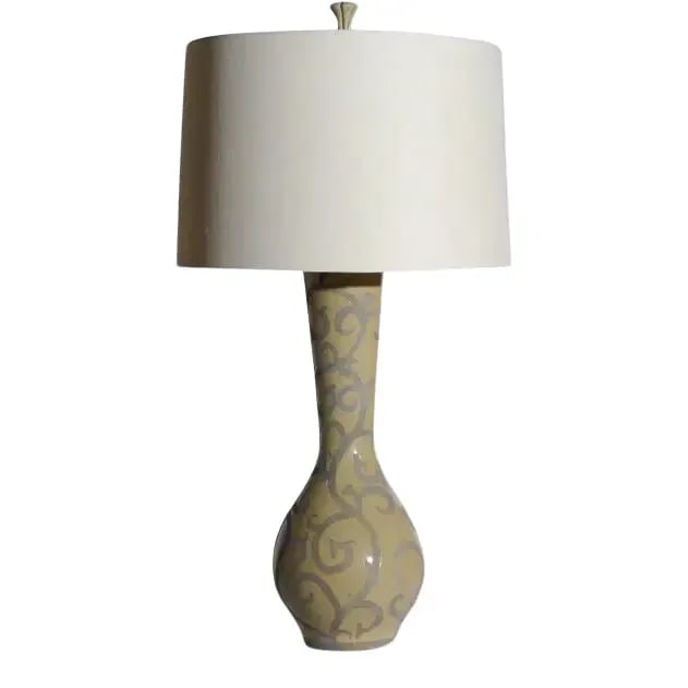 1990s Vintage Ceramic Table Lamp With Drum Shade - 9