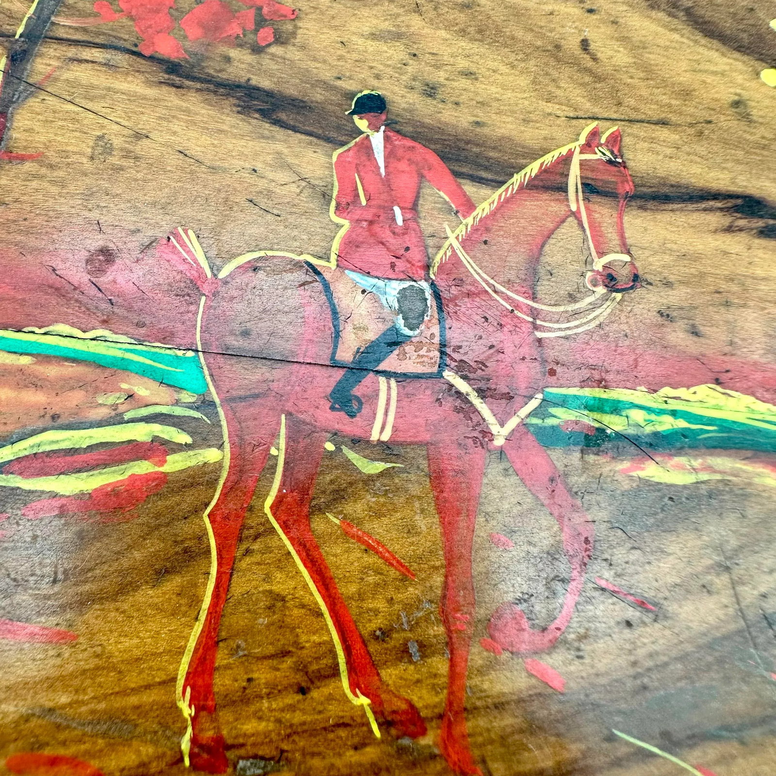 Late 1800s Antique Hand Painted Hunt Scene Signed Wooden Box - 7