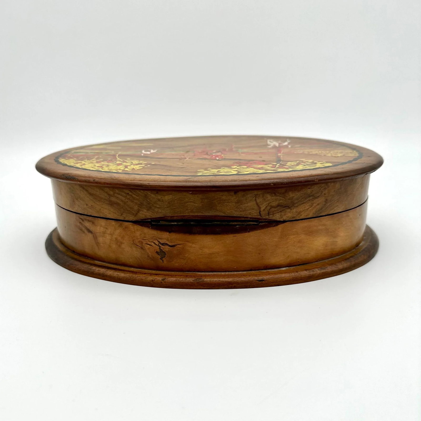 Late 1800s Antique Hand Painted Hunt Scene Signed Wooden Box - 8