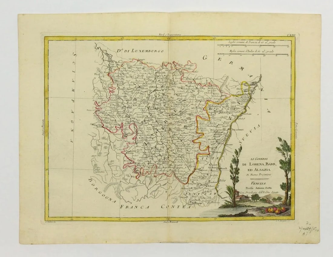 1775 Regional Map Alsace France by Antonio Zatta (1722-1803) Atlante Novissimo - 13