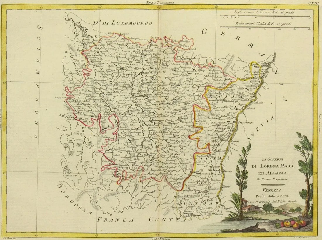 1775 Regional Map Alsace France by Antonio Zatta (1722-1803) Atlante Novissimo - 2
