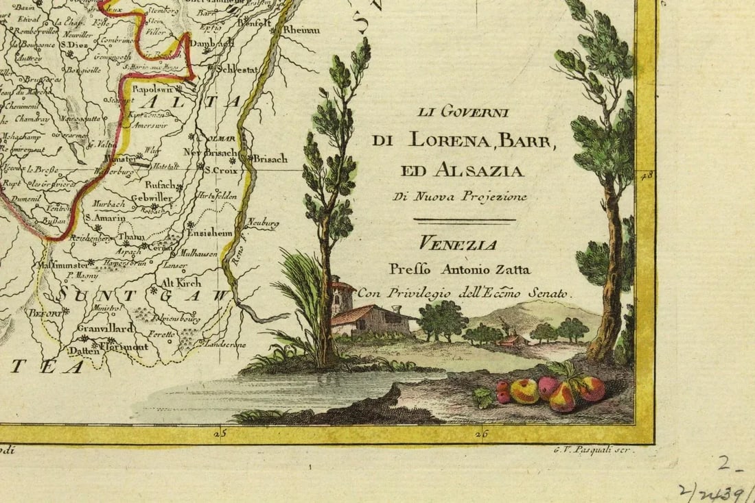 1775 Regional Map Alsace France by Antonio Zatta (1722-1803) Atlante Novissimo - 3