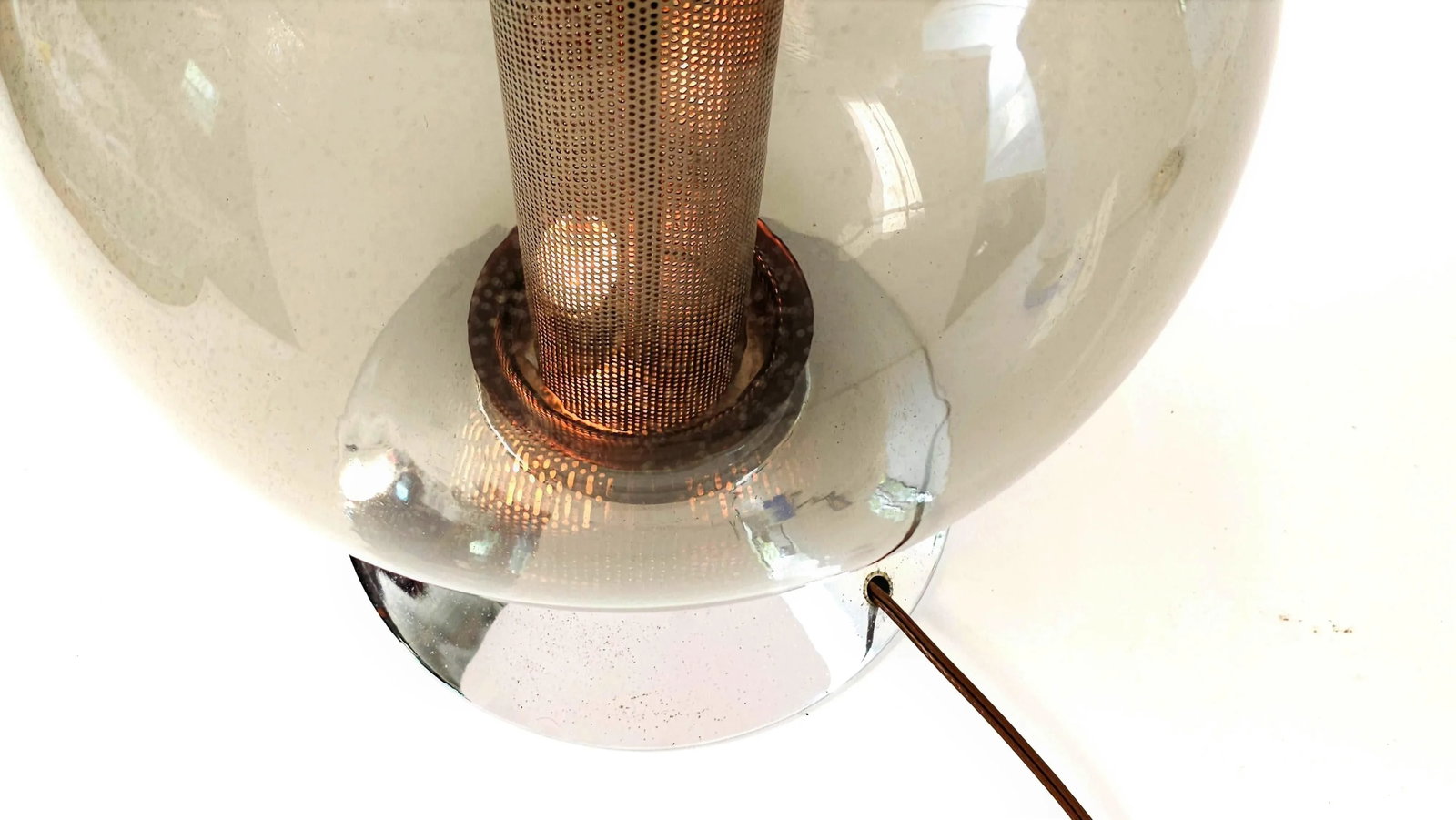 Vintage Mid-Century Smoky Glass and Chrome Table Lamp - 8