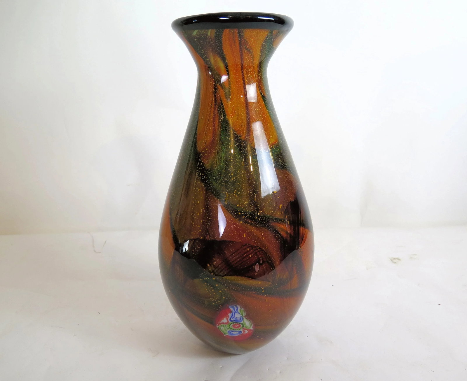 Multiple Color Hand Blown Italian Murano Style Vase - 6