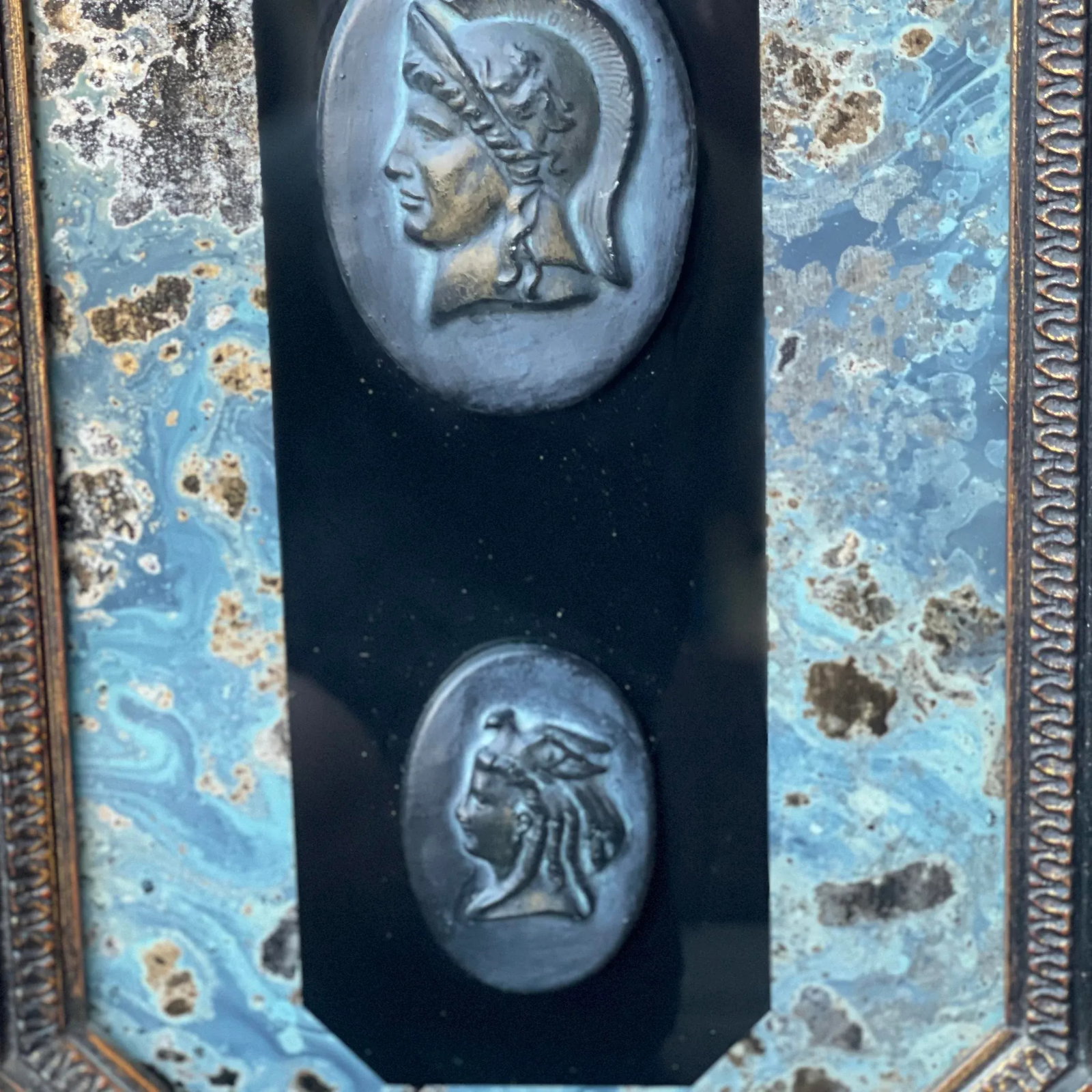 1960s Vintage Andrew Kolb & Son Framed Hanging Wall Decor Black Chalkware Faces - a Pair - 10