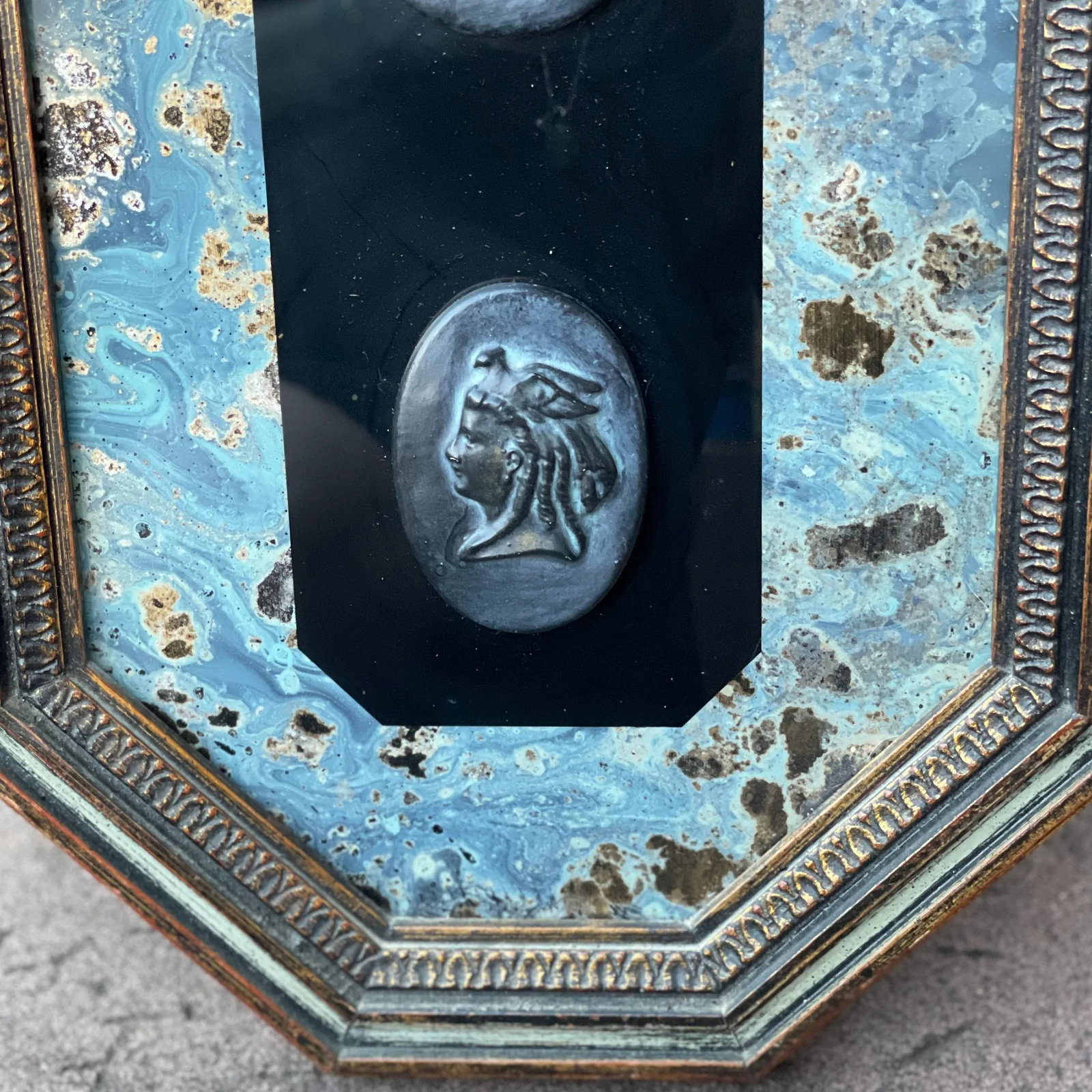 1960s Vintage Andrew Kolb & Son Framed Hanging Wall Decor Black Chalkware Faces - a Pair - 12