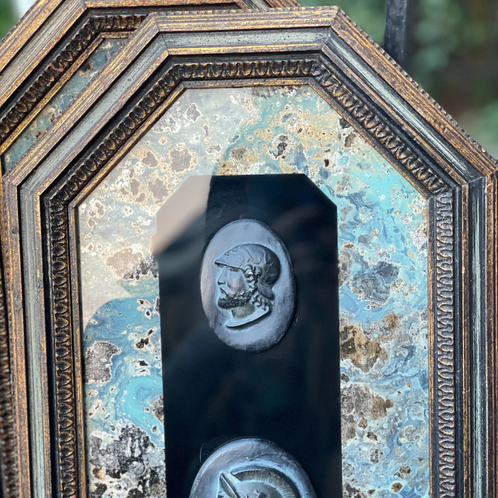 1960s Vintage Andrew Kolb & Son Framed Hanging Wall Decor Black Chalkware Faces - a Pair - 9