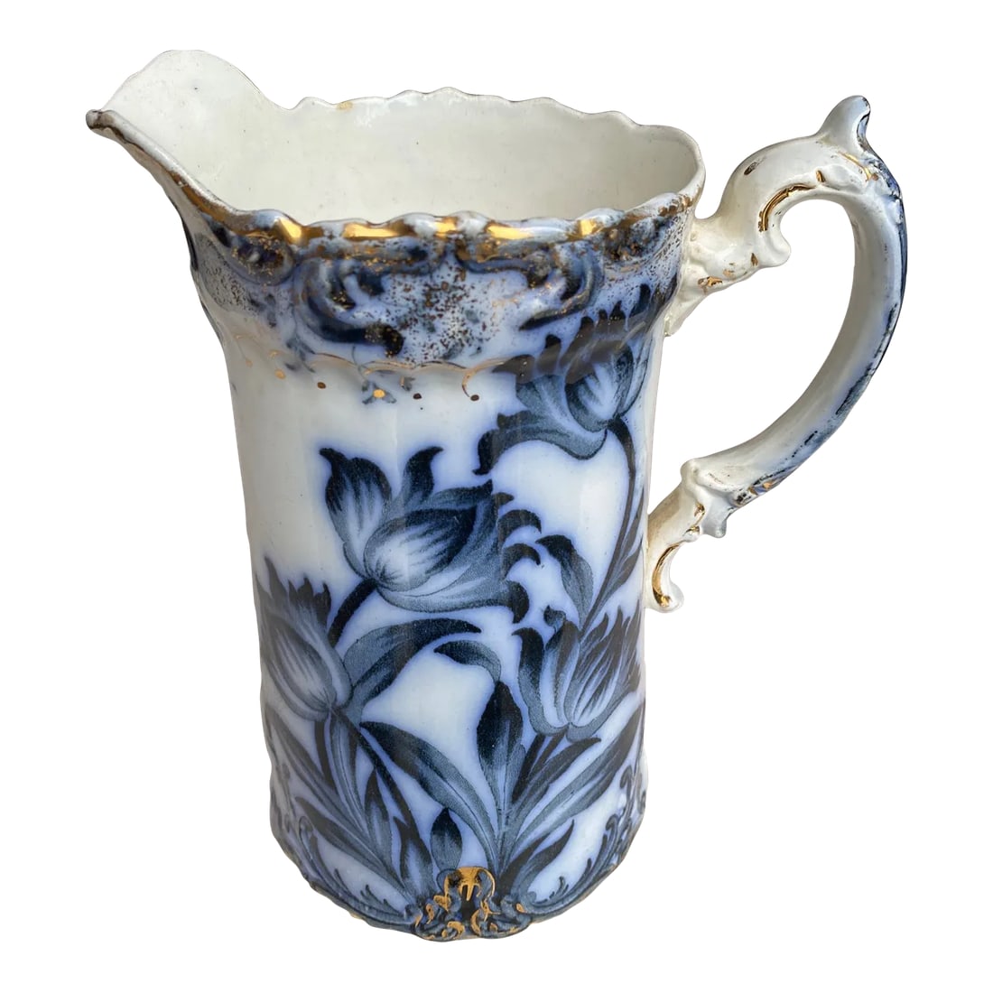 Antique Late 19th Century Black and White Porcelain Pitcher (1 of 9)