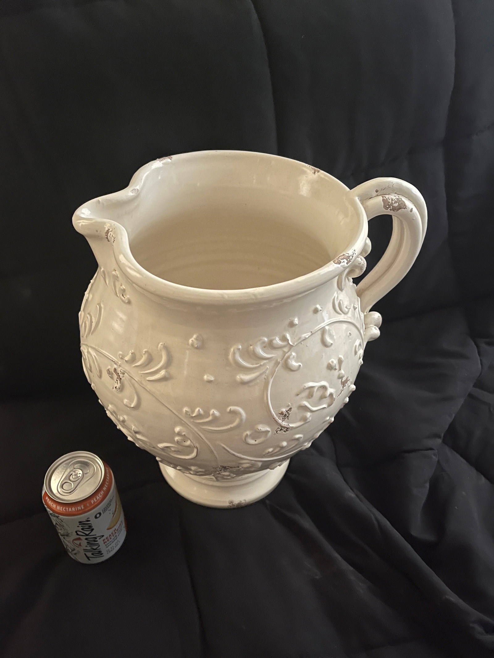 1990s Extra Large Arte Italica Cream Color Rustic Italian Pitcher - 4