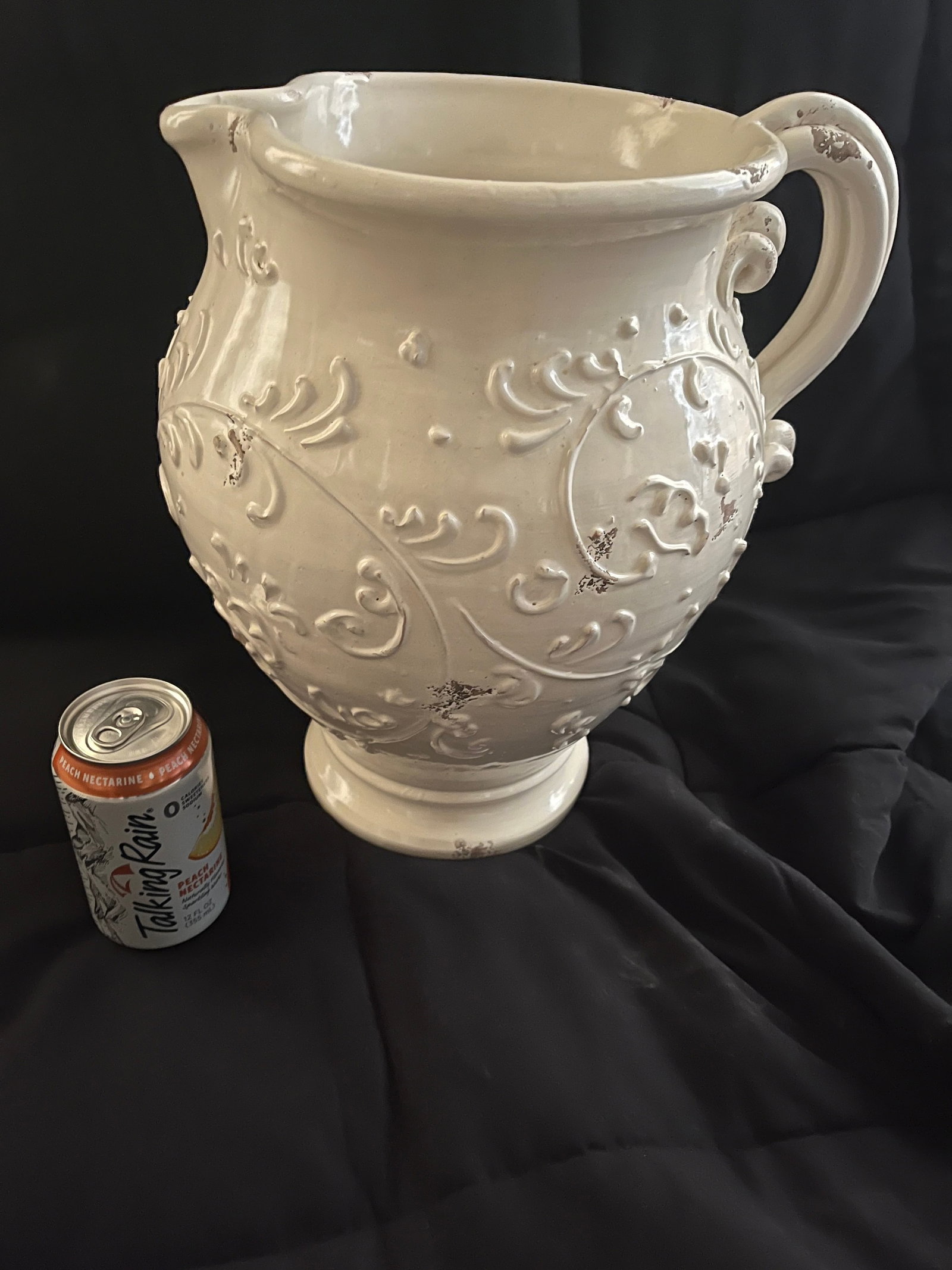 1990s Extra Large Arte Italica Cream Color Rustic Italian Pitcher - 5