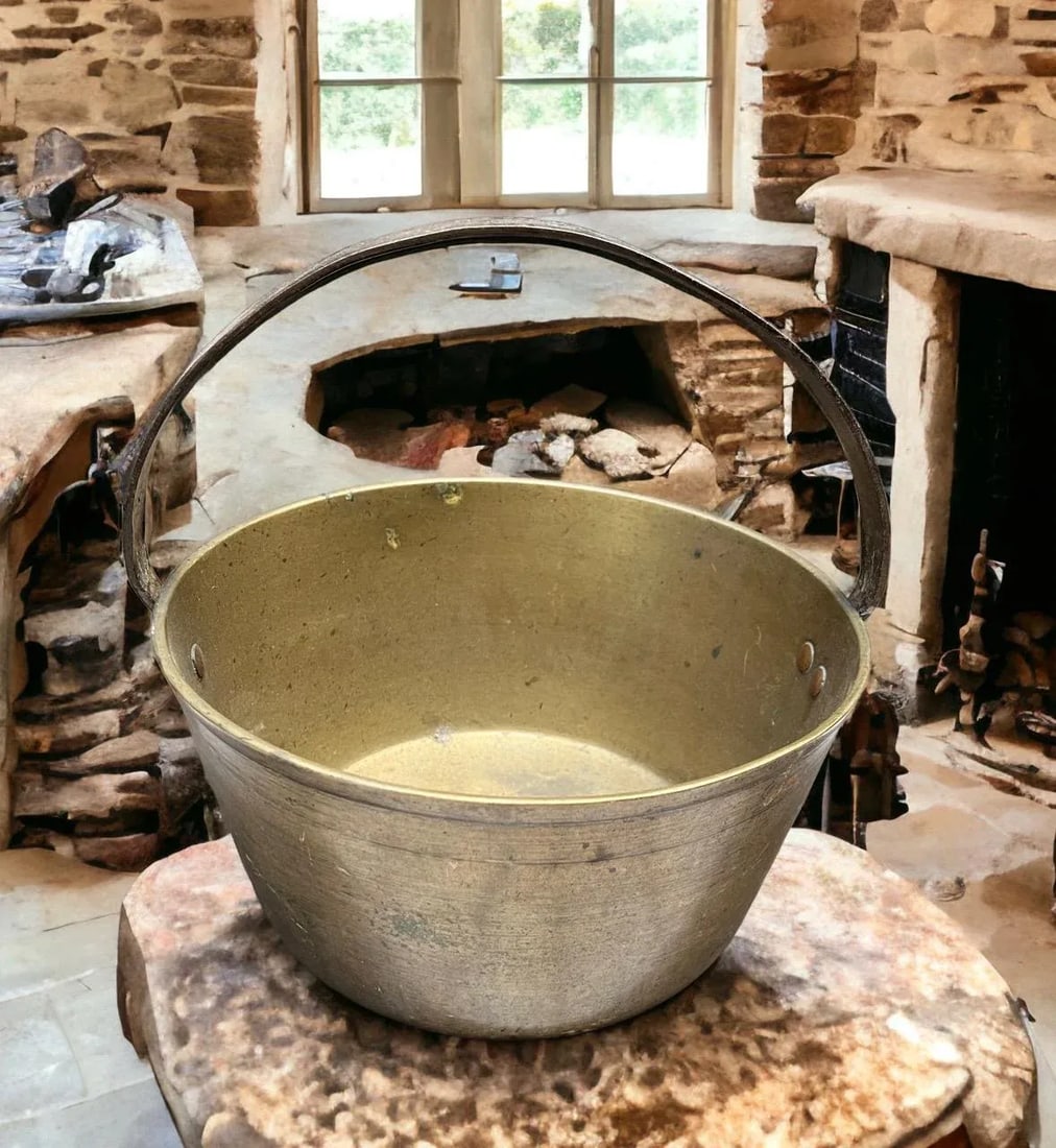 Circa 1800 Georgian, Heavy Antique, English Bronze Jam/Preserve Cooking Pot - 8