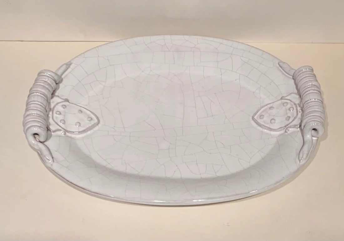 Vintage Italian Crackled Ceramic Platter - 10