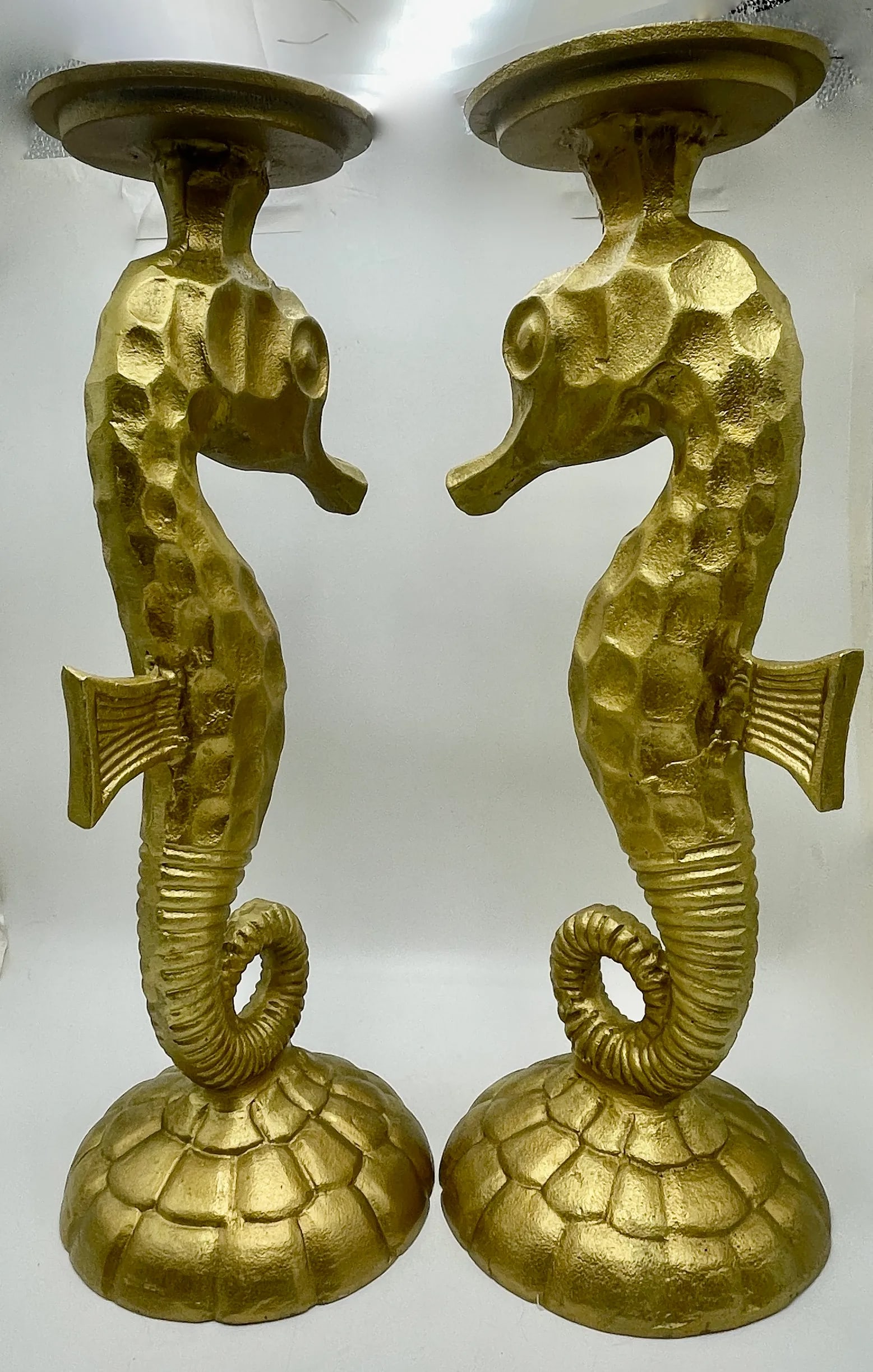 1960s Seahorse Candle Stands in Gold Tone Solid Aluminum - 2