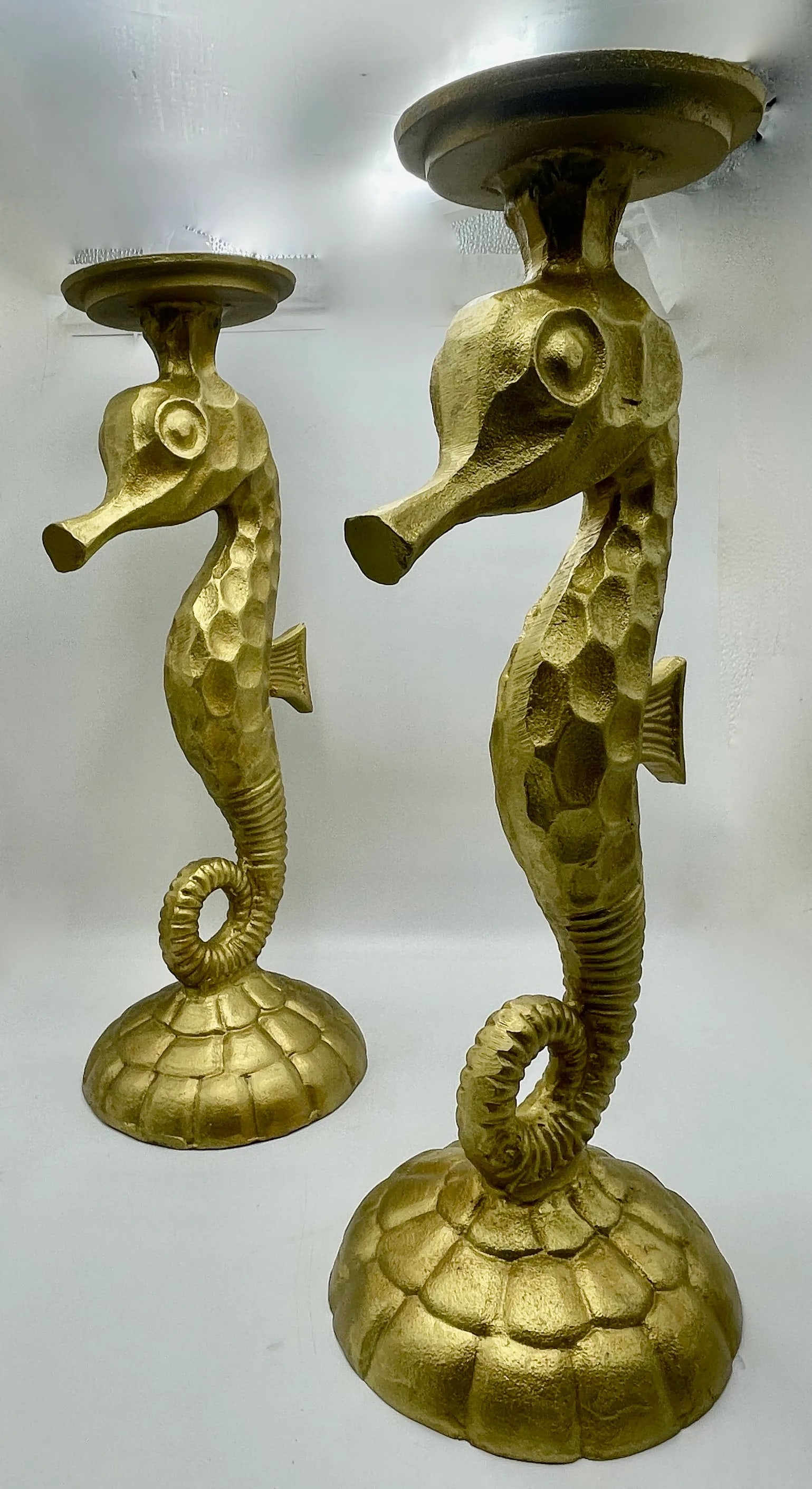 1960s Seahorse Candle Stands in Gold Tone Solid Aluminum - 4