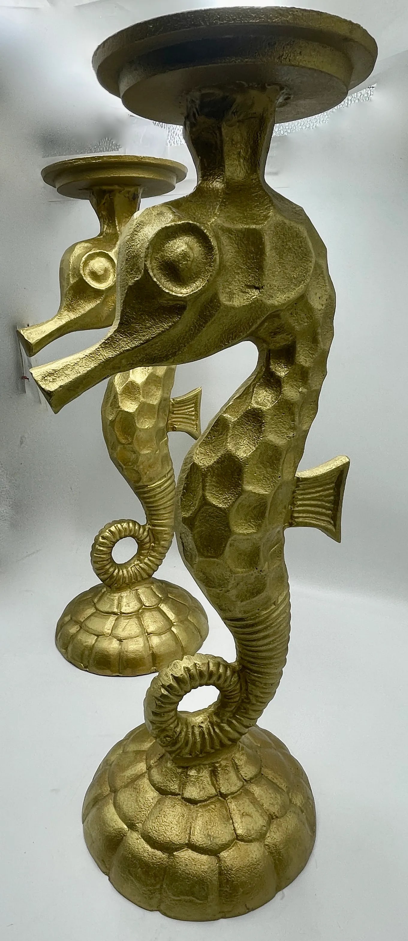 1960s Seahorse Candle Stands in Gold Tone Solid Aluminum - 6