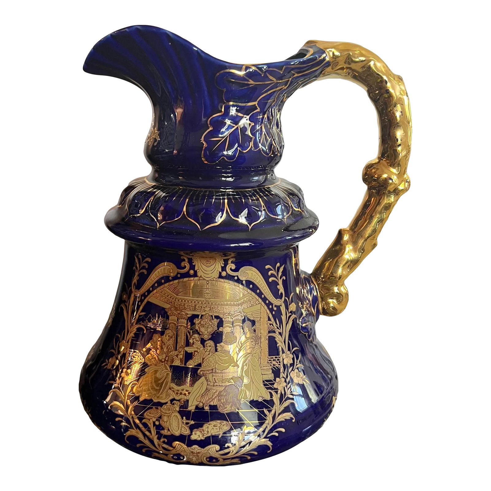 Vintage Limoges Pitcher: Beautiful Limoges Vintage Fine Porcelain Vase Pitcher . 12" tall. Hand painted gold design . Made in France. Condition: Alterations: Original Condition Unaltered Imperfections: Some Imperfections
