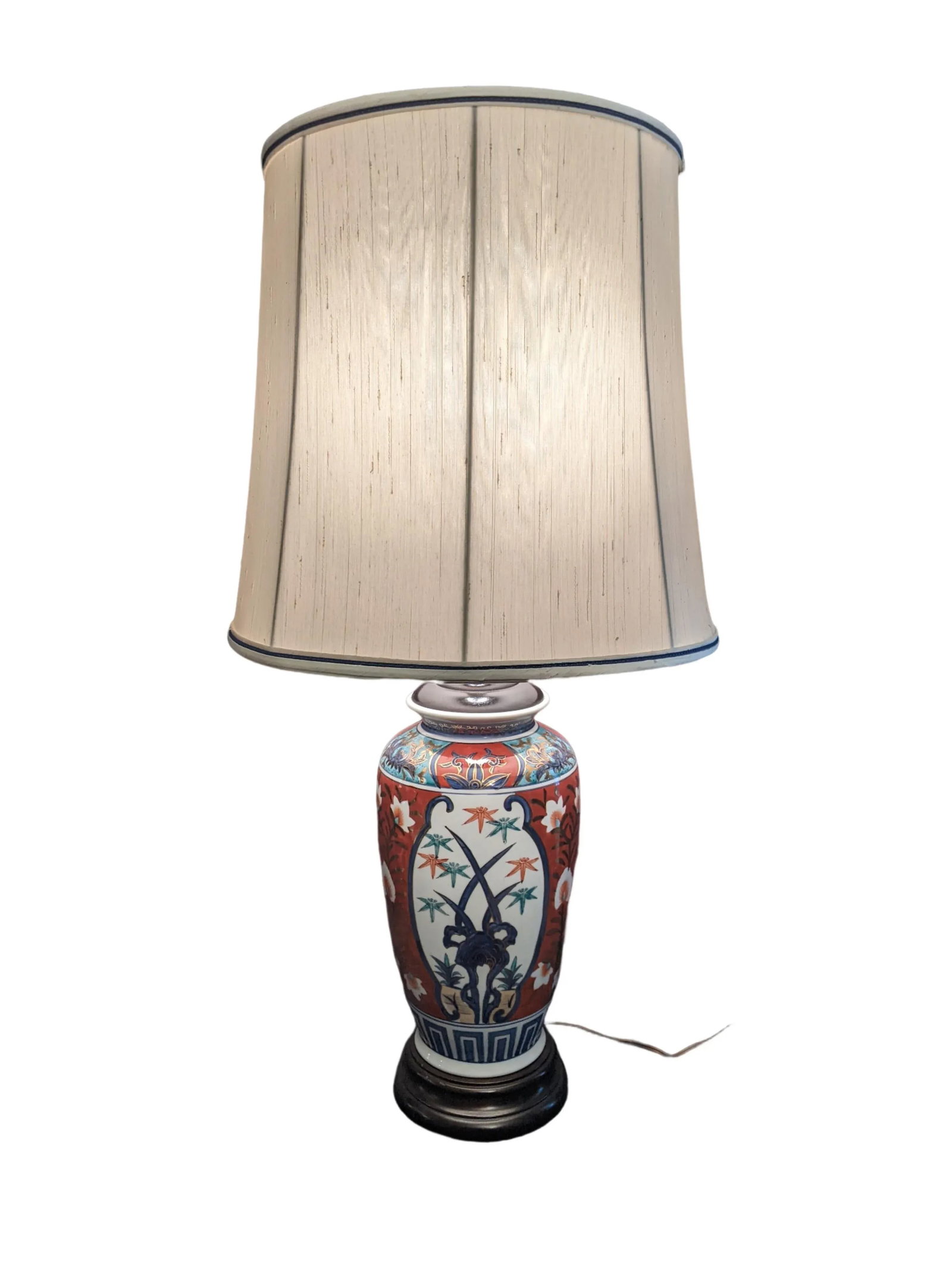 Mid-Century Japanese Hand Painted Large Imari Porcelain Table Lamp - 2