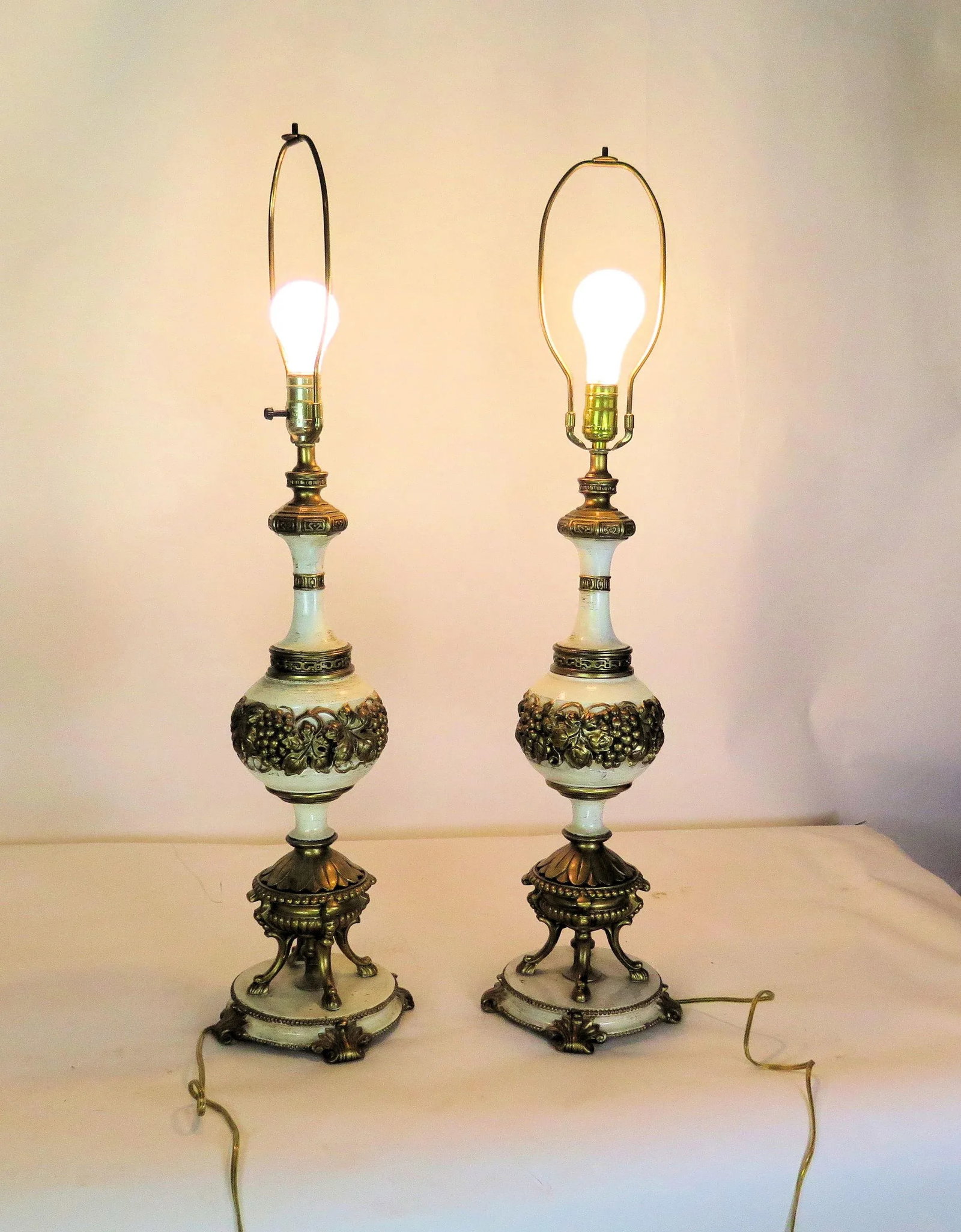 Hollywood Regency Italian Style Brass and Enamel Lamps/A Pair - 2