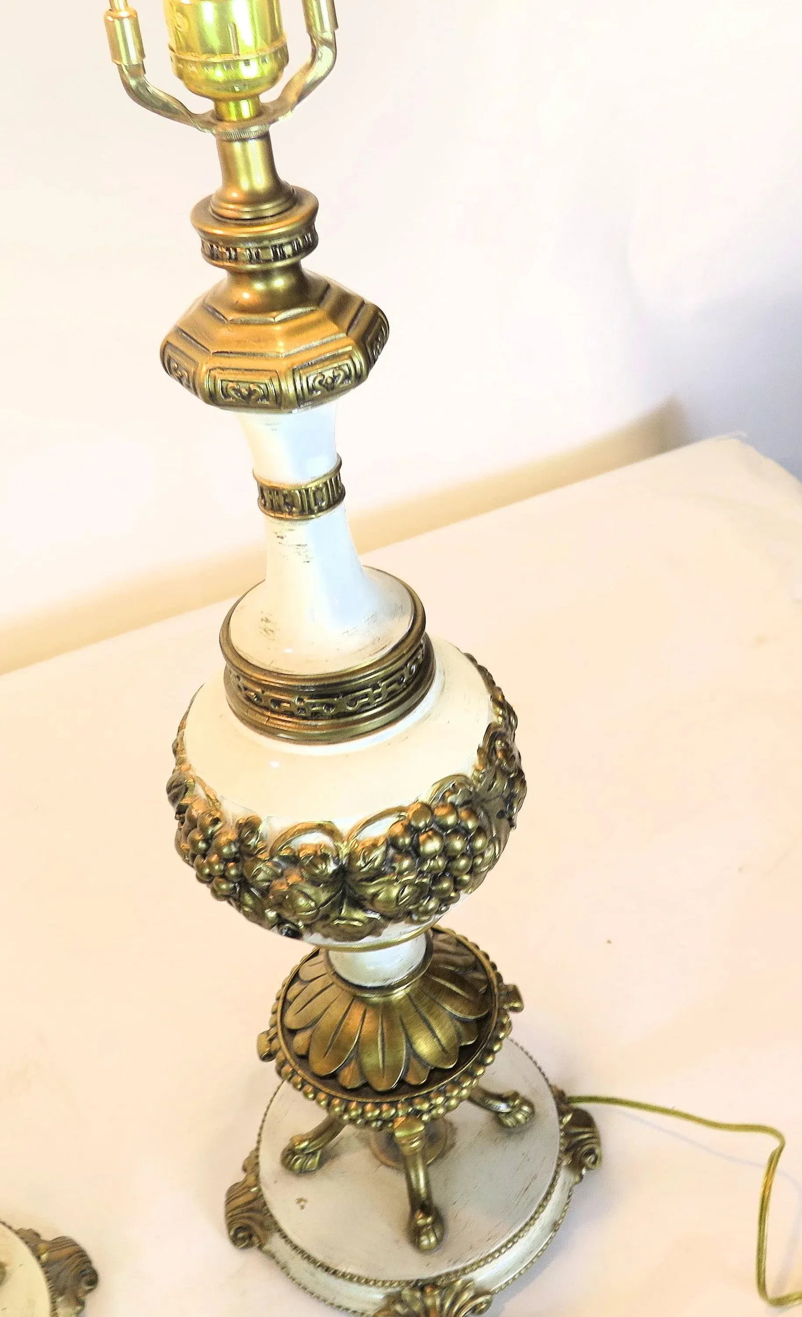 Hollywood Regency Italian Style Brass and Enamel Lamps/A Pair - 5