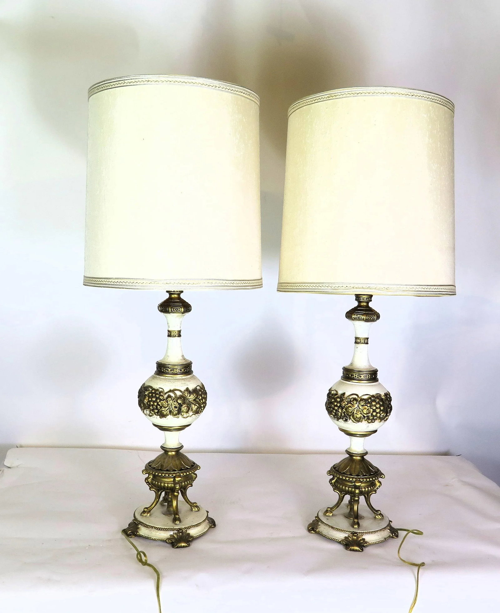 Hollywood Regency Italian Style Brass and Enamel Lamps/A Pair - 6
