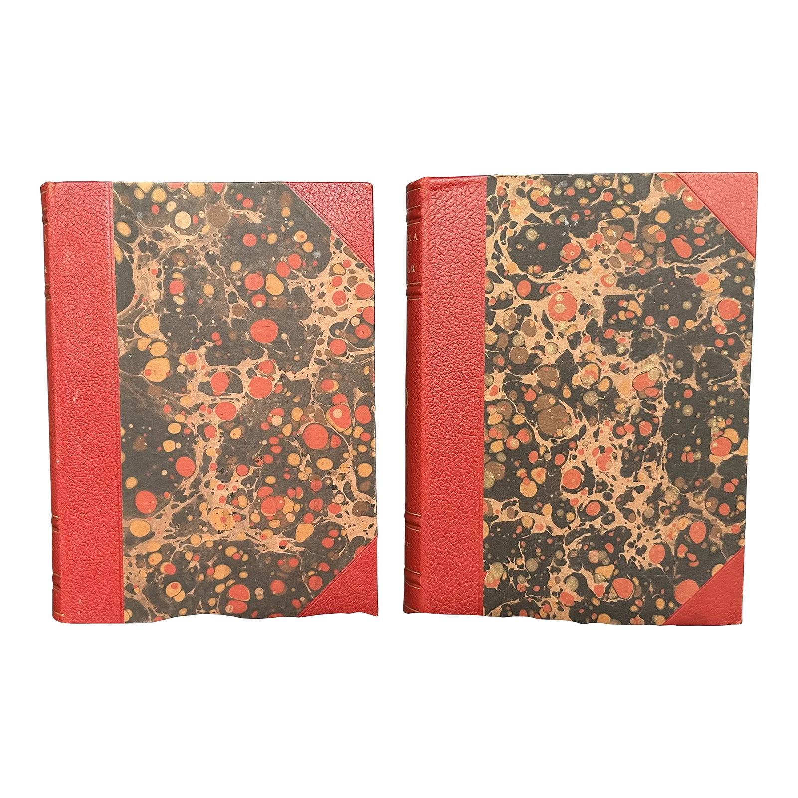 Decorative Swedish Garden Design Book Set of 2: This impressive vintage book set has hand-marbled paper over hardcover book boards and quarter leather bindings. The fully illustrated books cover the history of traditional Swedish gardens including