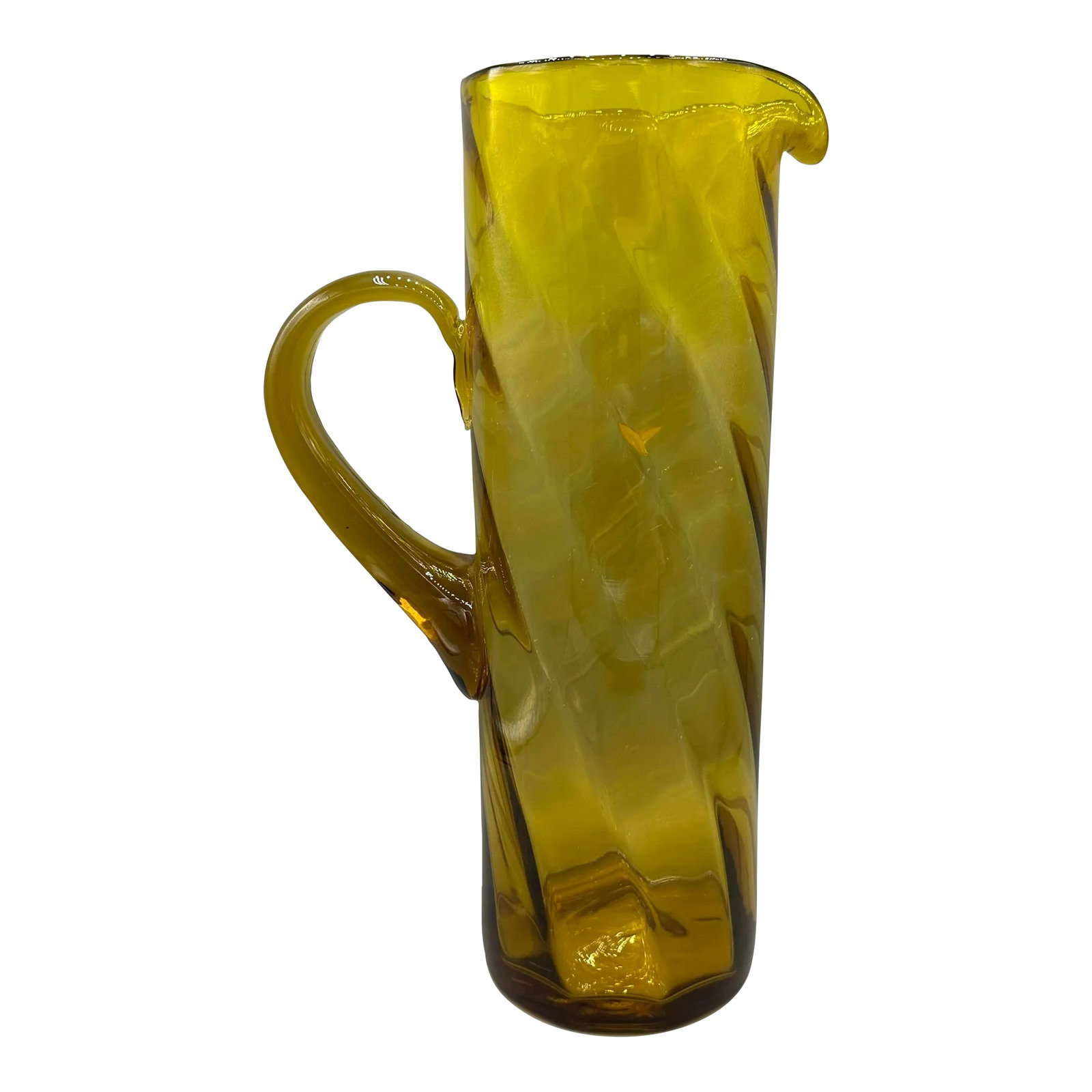 1950's Bischoff Tall Amber Blown Glass Pitcher: Bischoff Glass Company was founded by A.F. Bischoff in Huntington, West Virginia in 1922. The company moved to Hurricane, West Virginia and again to Culloden, West Virginia where it produced glass