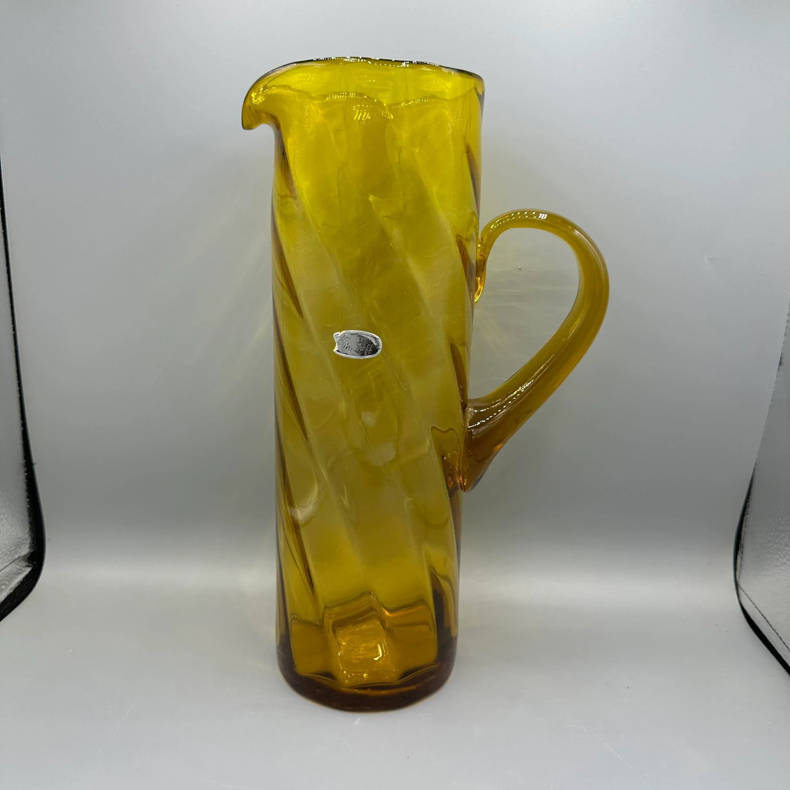 1950's Bischoff Tall Amber Blown Glass Pitcher - 2