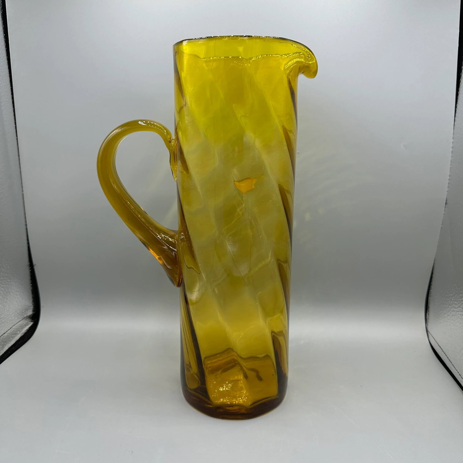 1950's Bischoff Tall Amber Blown Glass Pitcher - 3