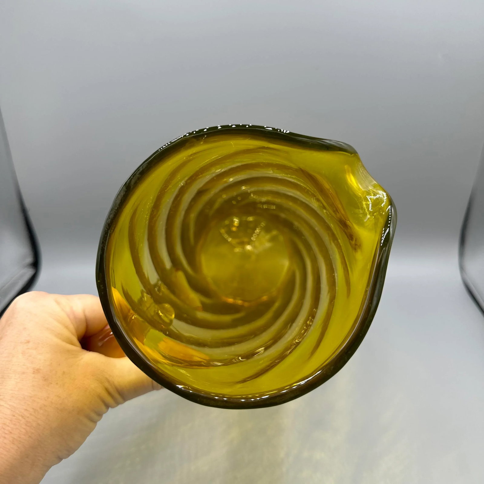 1950's Bischoff Tall Amber Blown Glass Pitcher - 4