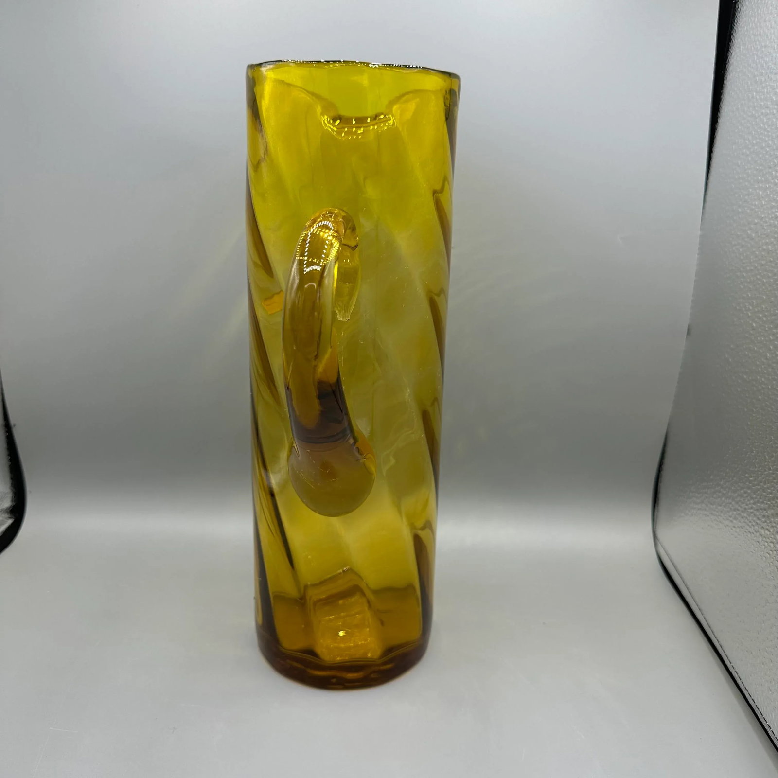 1950's Bischoff Tall Amber Blown Glass Pitcher - 7