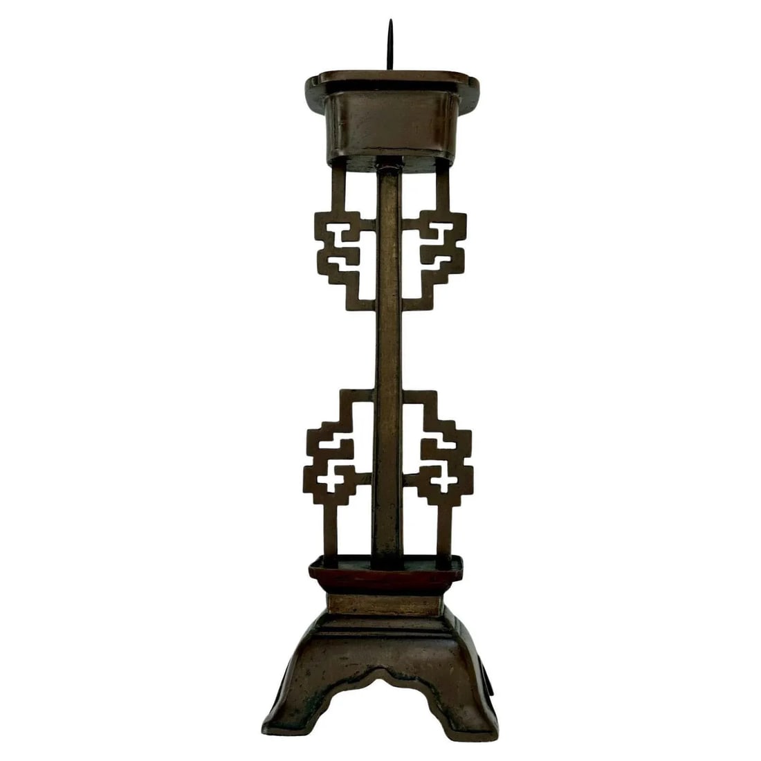 Tall Chinese Bronze Wedding "Double Happiness" Candlestick. - 13